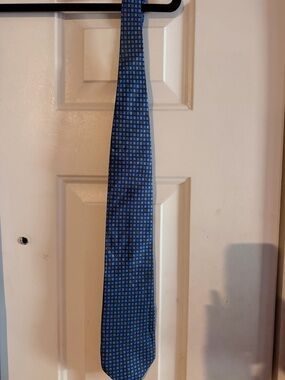 Fendi Blue Square-Pattern Silk Tie